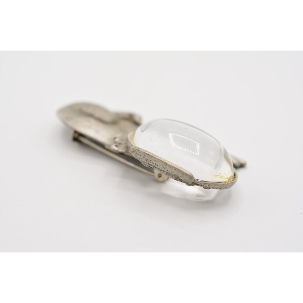 JJ Vintage Pin Brooch Cat Fish Bowl Lucite Resin Pewter Signed 1980s Rare BinAJ - Picture 8 of 12